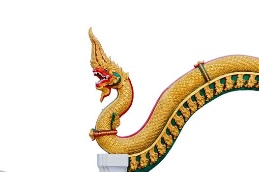 thai dragon or king of Naga statue on white background