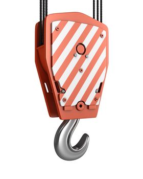 Red crane hook isolated on white background