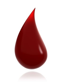 Drop of blood isolated on white background