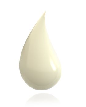 Shiny drop of milk isolated on white background