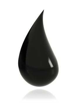 Glossy drop of oil isolated on white background