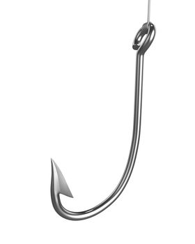Shiny fishing hook isolated on white background