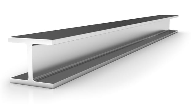 Shiny iron joist isolated on white background