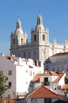 Panorama of a old traditional neighborhood in Lisbon
