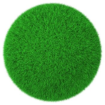 Ball made of green grass isolated on white background