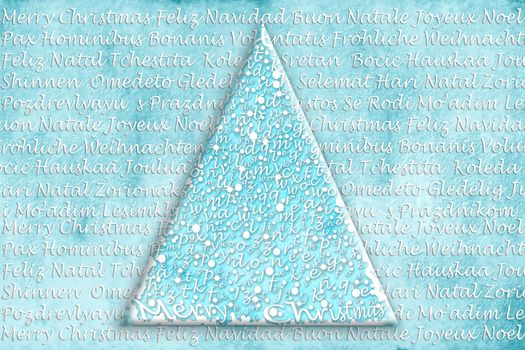 abstract Christmas tree with Christmas greetings background in multiple languages