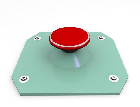 Red alert button isolated over white