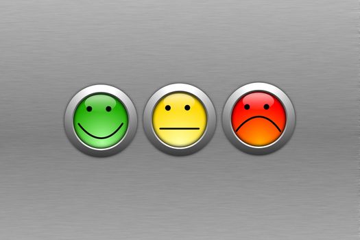 customer satisfaction survey concept with smilie and button