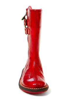 A red boot. Taken on a white background.