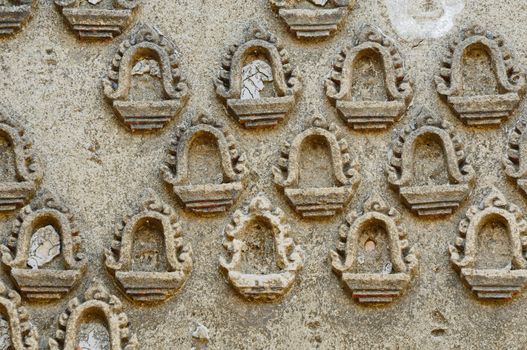 wall of the ruin temple in  thailand