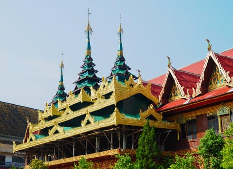 decorative roof of the temple in Thailand