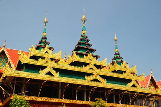 decorative roof of the temple in Thailand