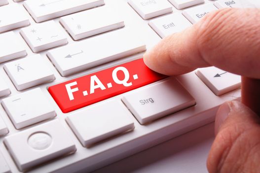 faq frequently asked questions key on computer keyboard