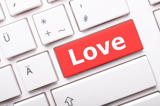 love on key or keyboard showing internet dating concept