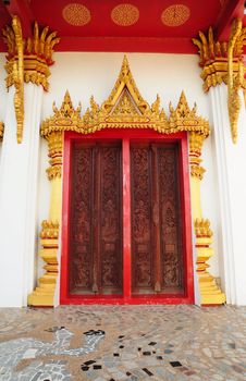 Thai style temple door