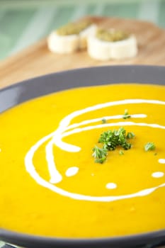Fresh and creamy pumpkin soup.