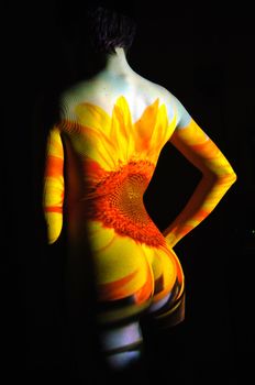 Projection of Leafs Texture on Woman Body