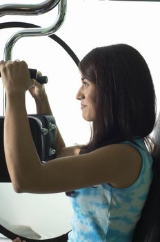 Woman practices and resting in Gym