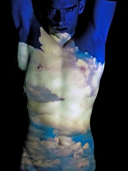Clouds - projection on human skin
