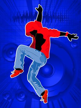 Graphic of a dancing boy, abstract art