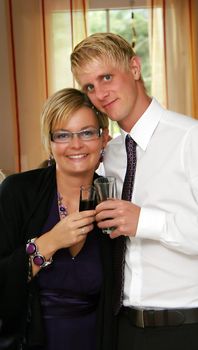Couple in love with something to drink