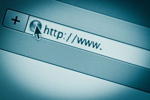 Macro shot of an address bar of a web browser. Good background for technology designs.