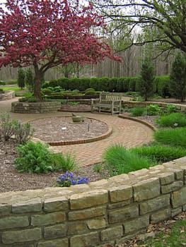 A photograph of a peaceful flower garden.