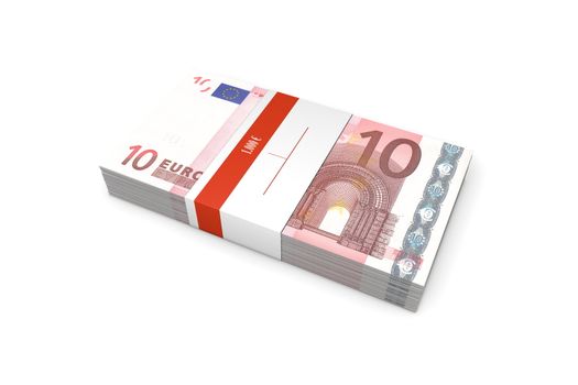 single packet of 10 Euro notes with bank wrapper - 1.000 Euros
