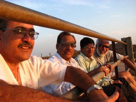 A group of Indian old men friends enjoying in the outdoors.