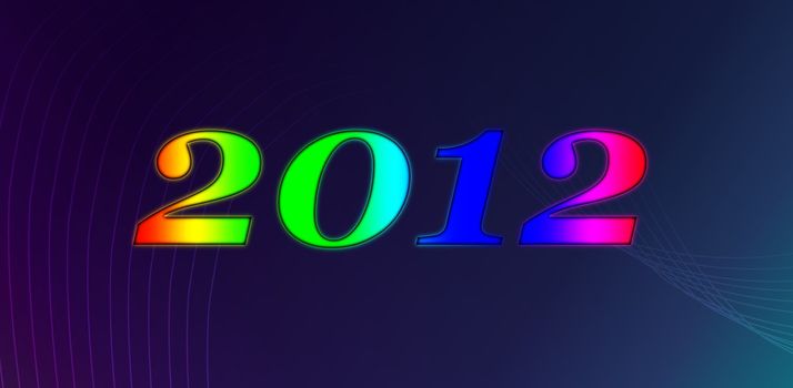 2012 Happy New Year number on dark background with lines.