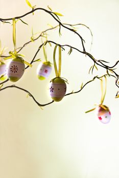 Willow branches with easter egg decoration 