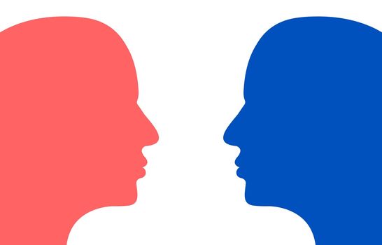 Illustration of a male and female head