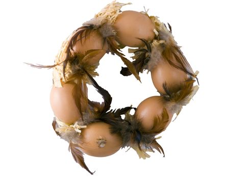 an easter wreath isolated on the white background