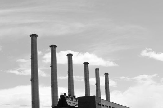 Row of smoke stacks from a coal power station