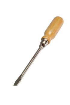Closeup of an old screwdriver - isolated on white background