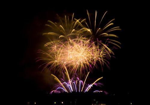 Fireworks Lighting up the Black Night Sky