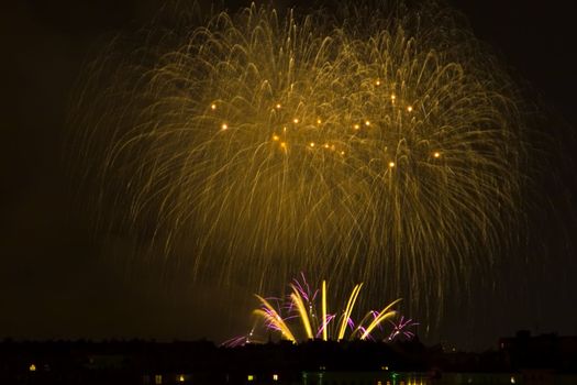 Fireworks Lighting up the Black Night Sky