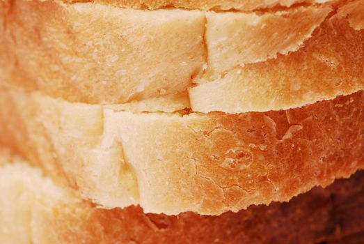 bread in slices crust closeup