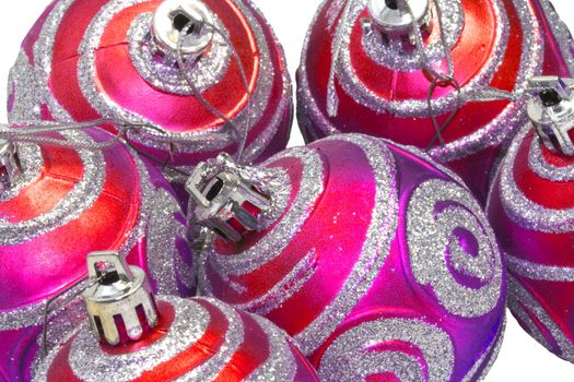 christmas ornaments on the white background - close up