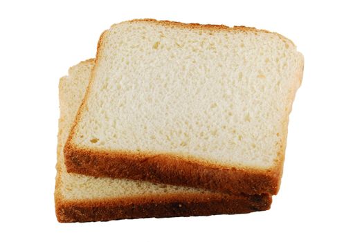 two slices of white bread isolated