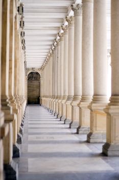 a spa colonnade with vaulting shafts of marble in Bohemian spa