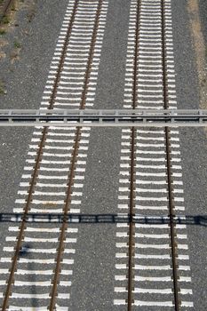 a couple of railway tracks taken from the air