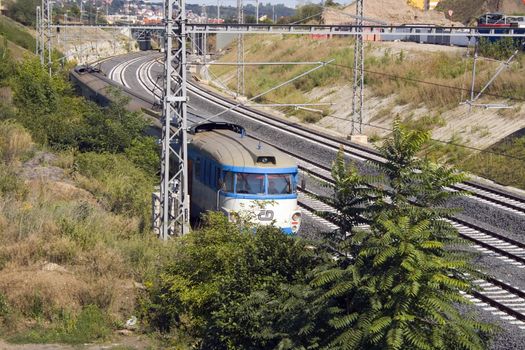 a few railway tracks going away to the distance