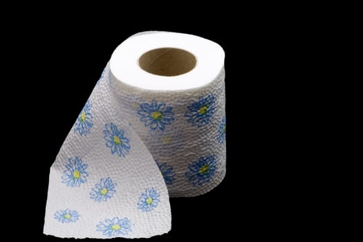 Roll of toilet paper with flowerws