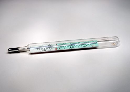 An old type of mercury clinical thermometer - close up