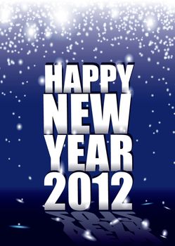 New year sparkle background with 2012 sign and reflection