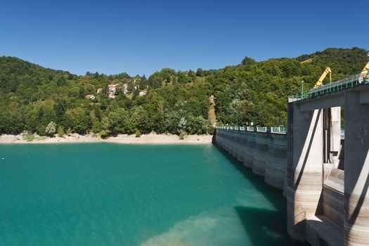dam and  bulkhead in Brugneto lake, Genova, Italy