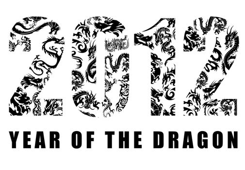 2012 Number with Chinese Year of the Dragon  Design Clipart