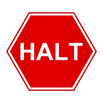 Illustration of a halt sign with a slight brushed metal effect on the red area