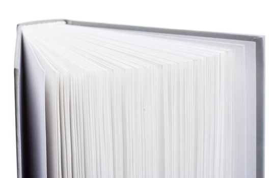 Macro view of thick book isolated over white background
